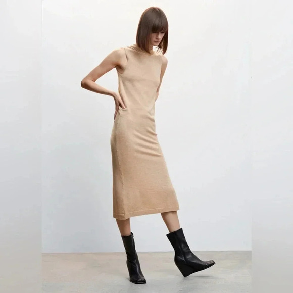 Mango Side Slit Fall Knit Dress NWT - Picture 5 of 12